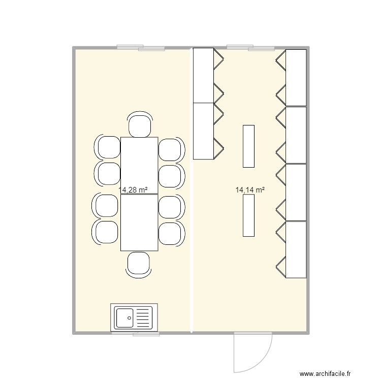 AXIS OULLINS RAJOUT SALLE DOUBLE. Plan de 2 pièces et 28 m2