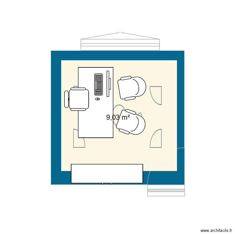bureau Marie. Plan de 1 pièce et 9 m2