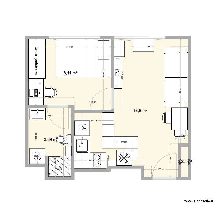 Parent de rosan. Plan de 4 pièces et 29 m2