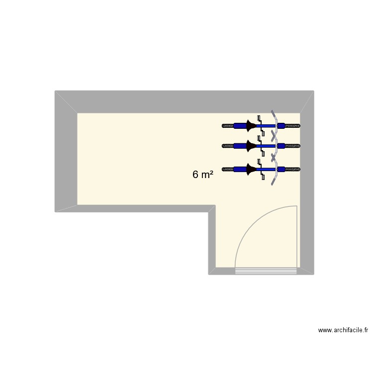 cave. Plan de 1 pièce et 6 m2