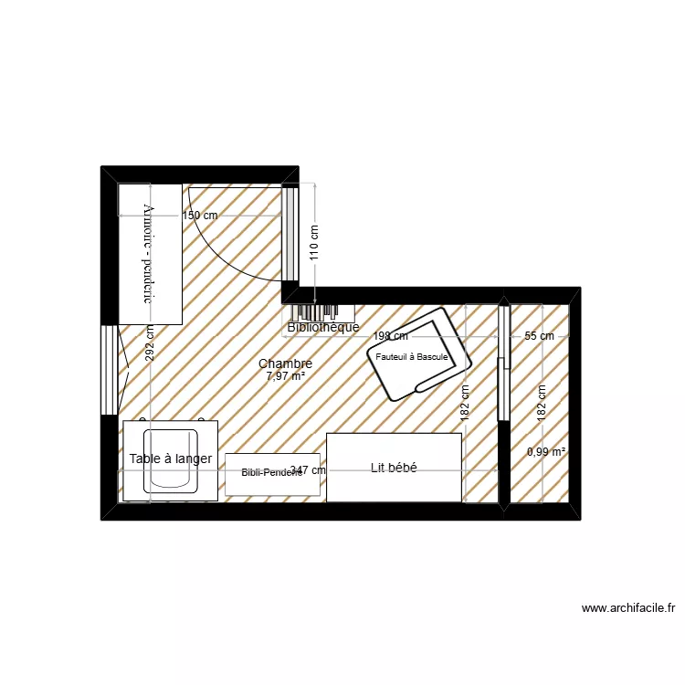 Chambre b&eacute;b&eacute;. Plan de 