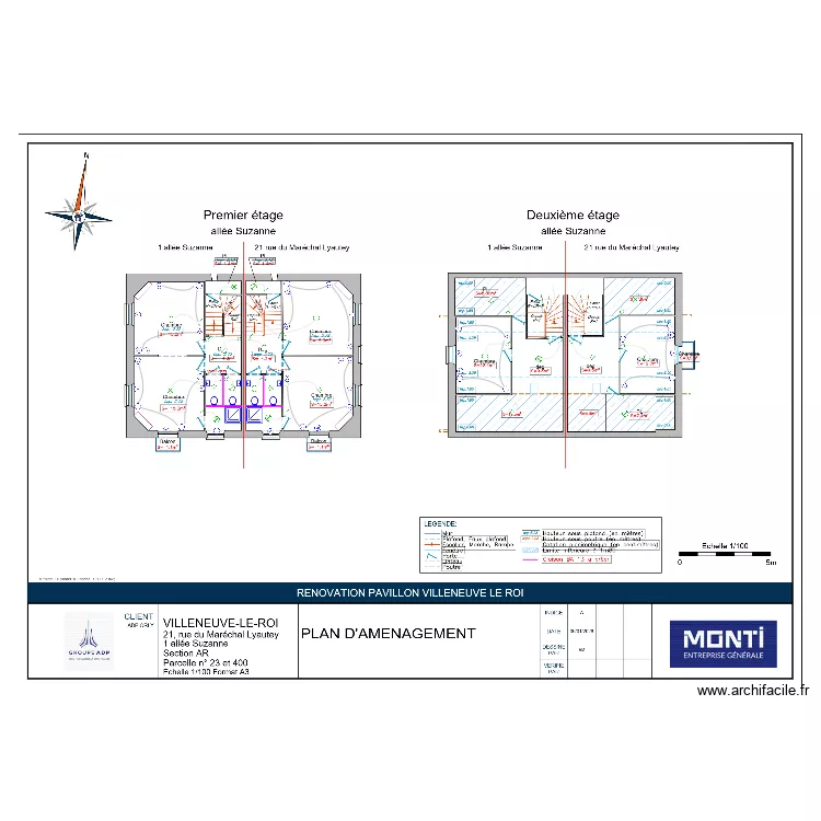 PLAN ELECTRICITE 21 MARECHAL ET 1 SUZANNE 1 ER ET 2 EME. Plan de 