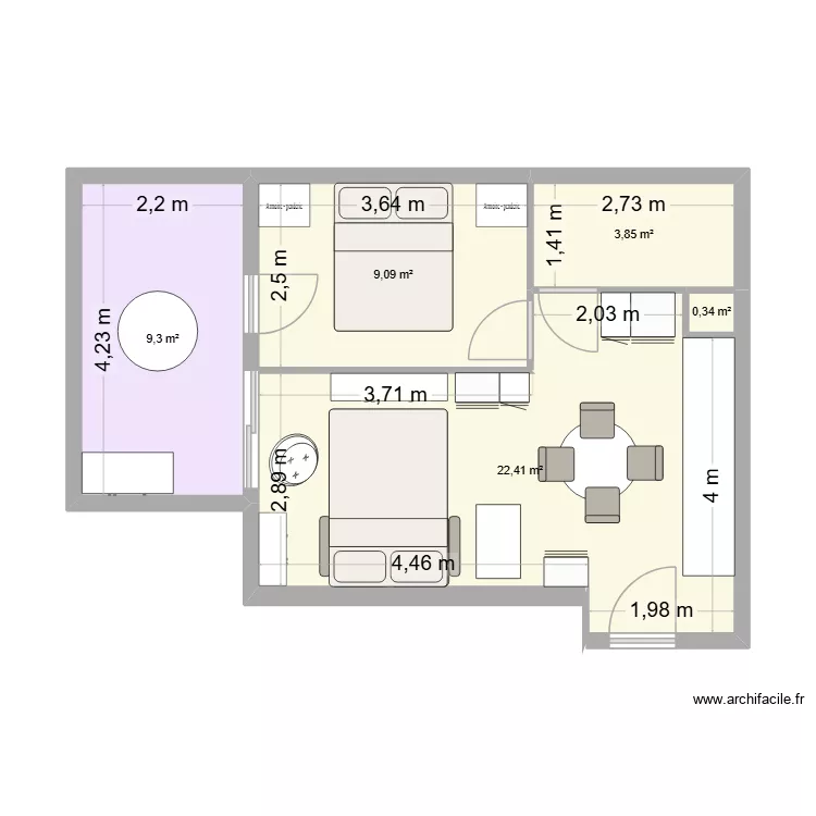 2alpes. Plan de 5 Pièces et 45 m² 2alpes. Plan de 5 Pièces et 45 m²