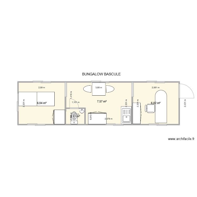VERDOLINI CHANTIER LES ECHETS. Plan de 4 pièces et 21 m2