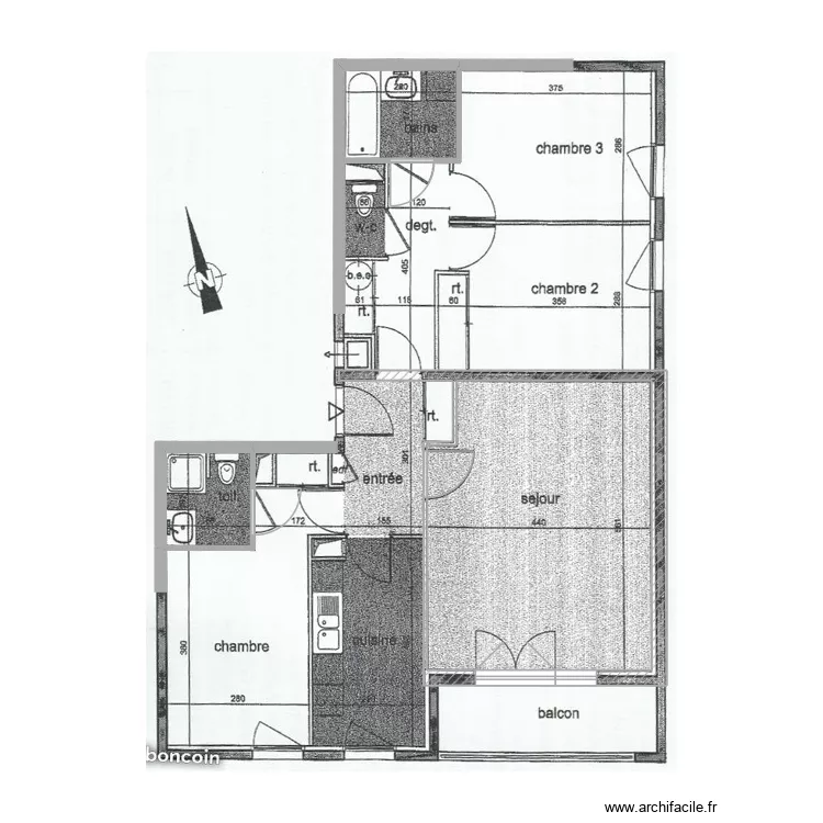 Champ des Oiseaux. Plan de 3  et 31 m²
