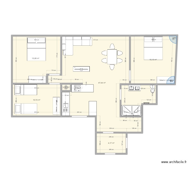 Plan RDC Rosheim prop 1. Plan de 6 pièces et 93 m2