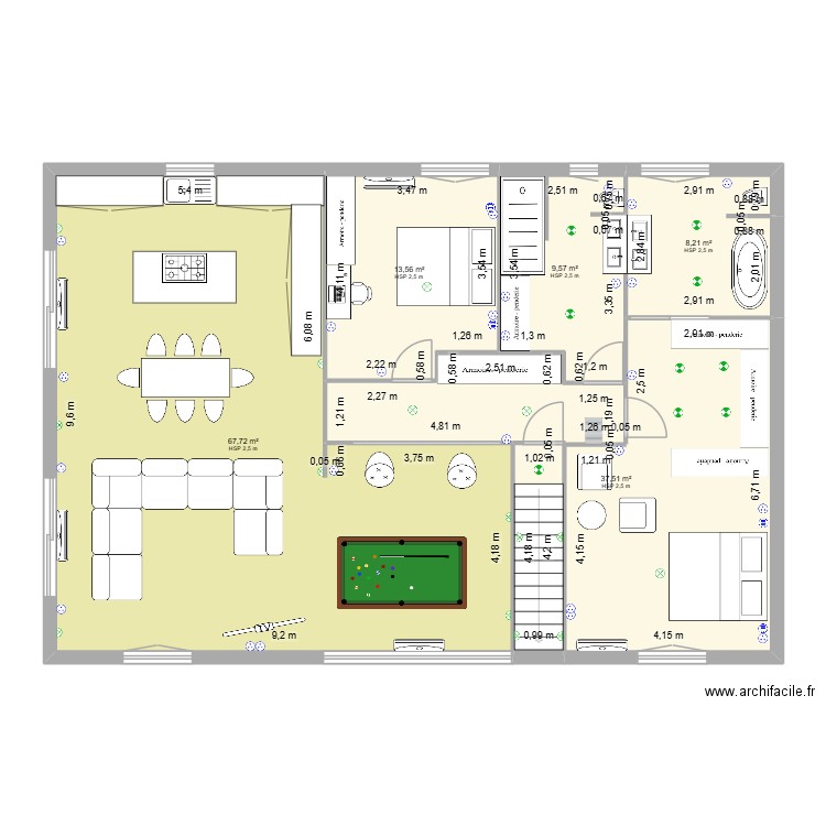 LOUP DE CHABANNE ELEC PLOMBERIE 2. Plan de 5 pièces et 137 m2