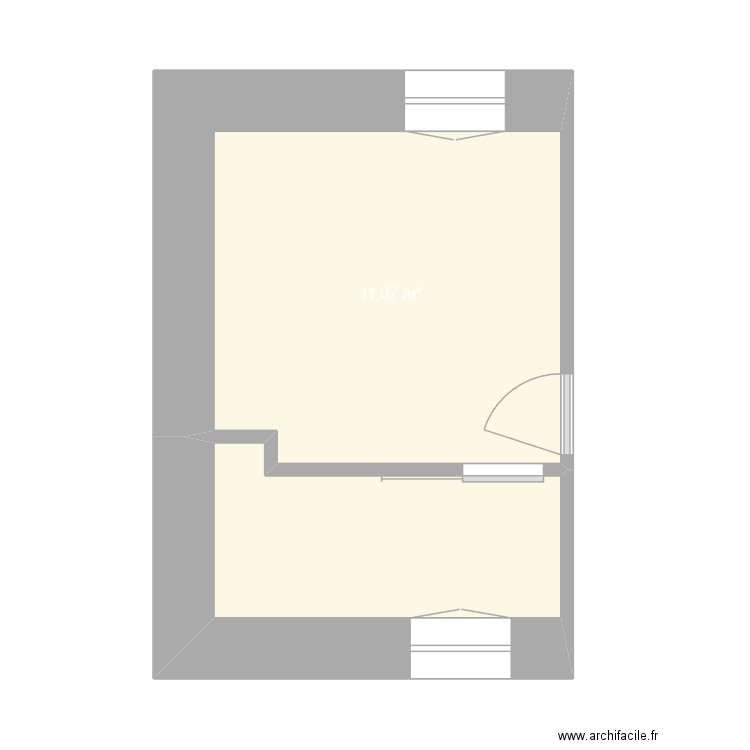 Cruguel RdC v10-Chambre-1 & SDB. Plan de 2 pièces et 16 m2