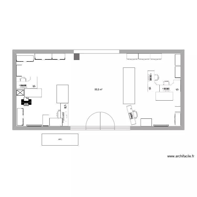 plan bureau. Plan de 1  et 57 m²