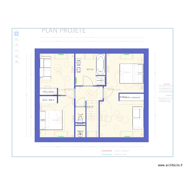 stephanie etage. Plan de 7 pièces et 59 m2
