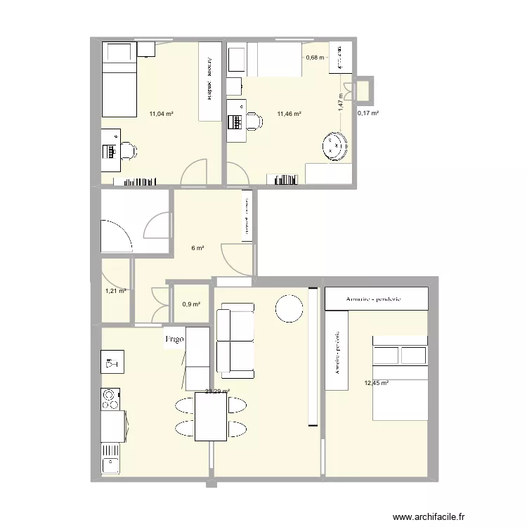 Chutes lavie suite. Plan de 8 pièces et 67 m²