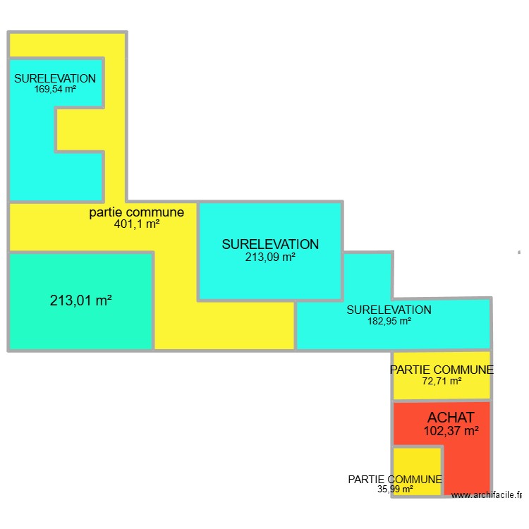 SUR ELEVATION EMPRISE AU SOL. Plan de 8 pièces et 1391 m2