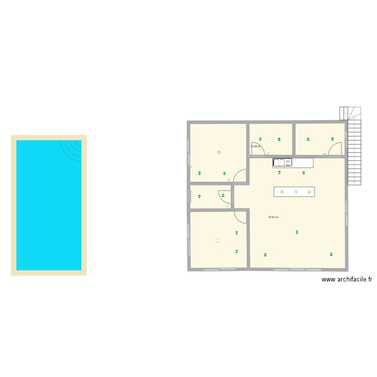 senegalElectricite. Plan de 2 pièces et 82 m2