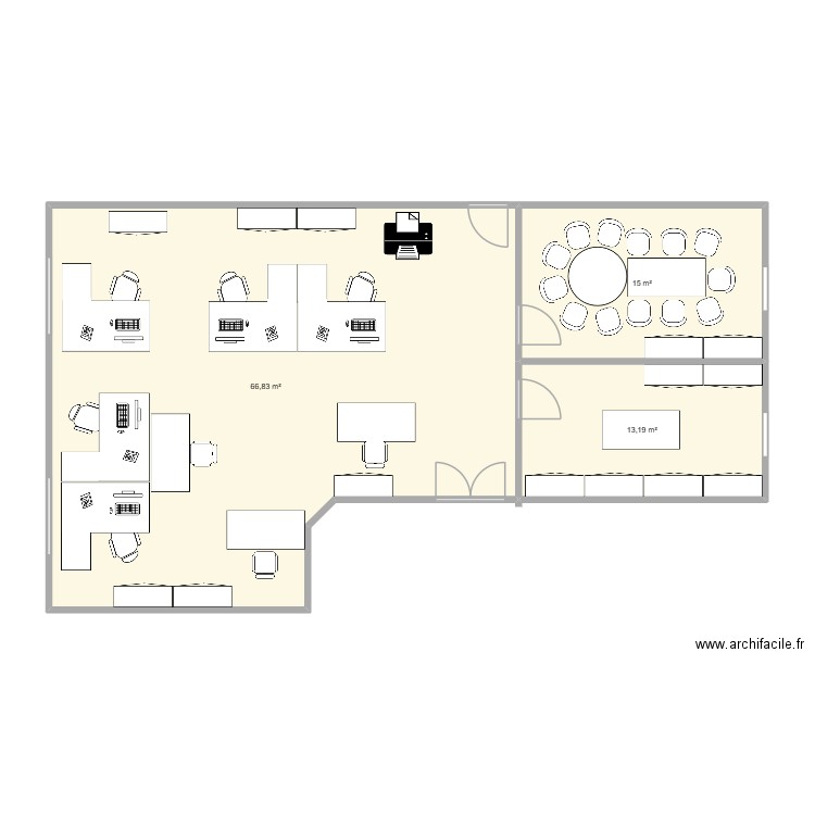 Bureau. Plan de 3 pièces et 95 m2