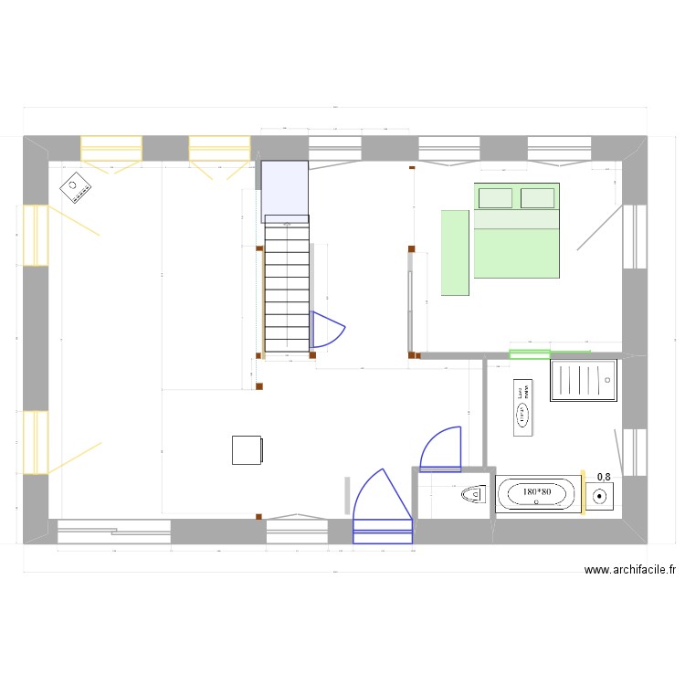 BREI-Dimensions réel. Plan de 3 pièces et 89 m2