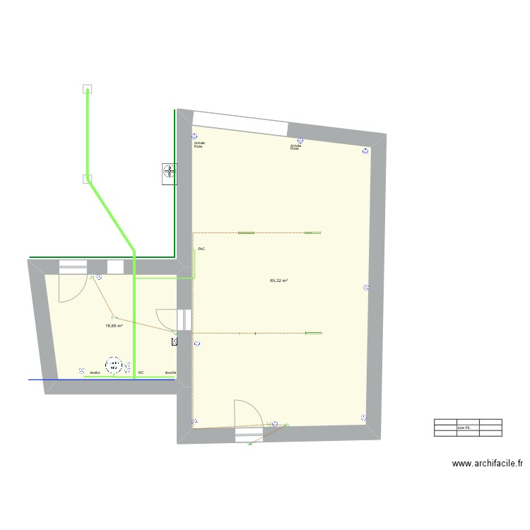 ag_rdc_elec. Plan de 2 pièces et 82 m2