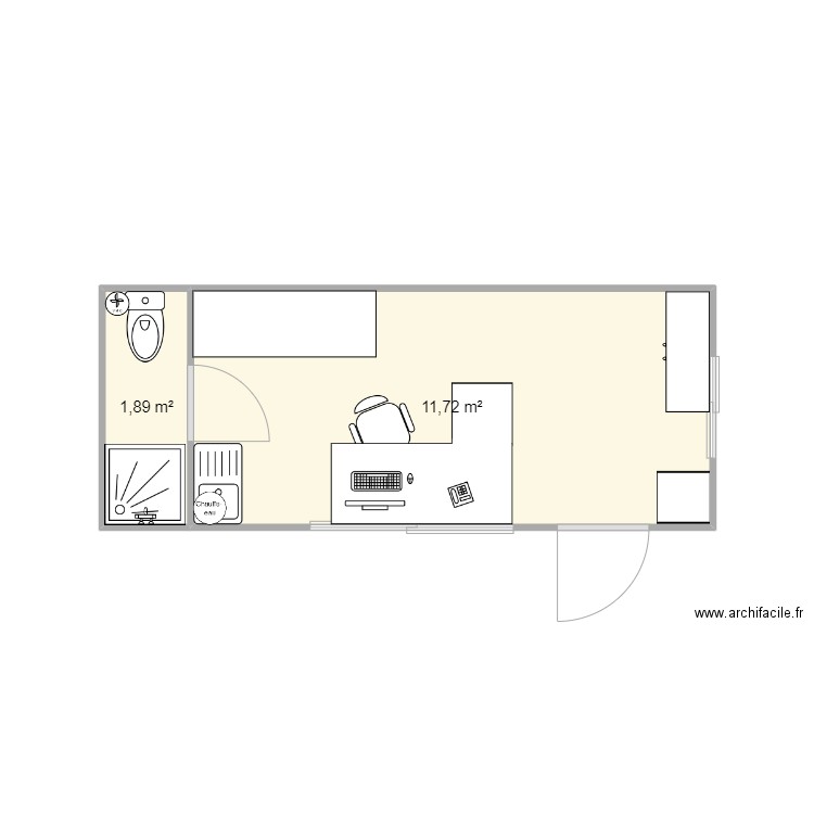 bourg achard. Plan de 2 pièces et 14 m2