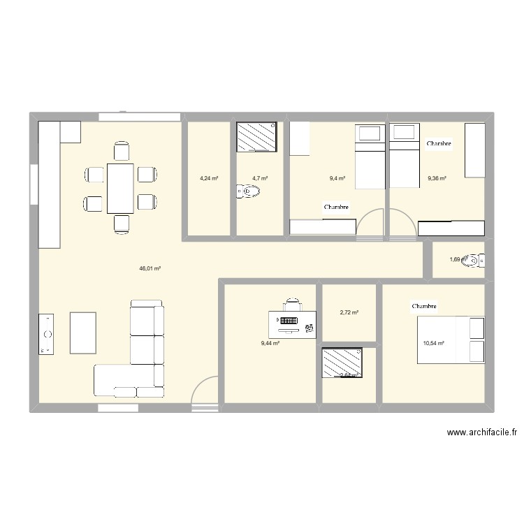 maison1. Plan de 10 pièces et 101 m2