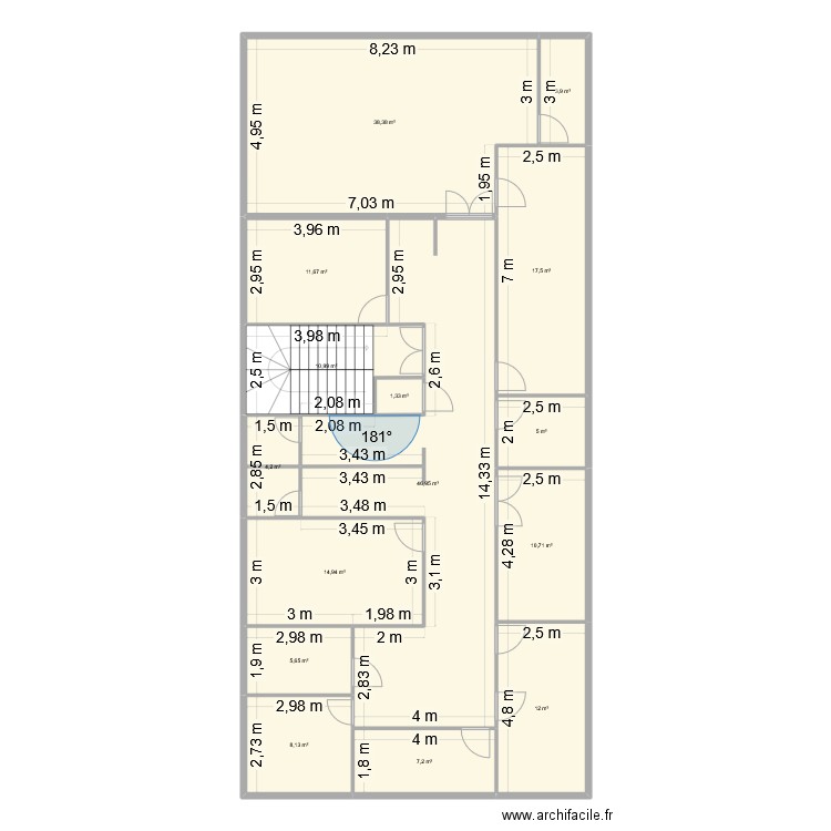 etage_2025. Plan de 15 pièces et 199 m2