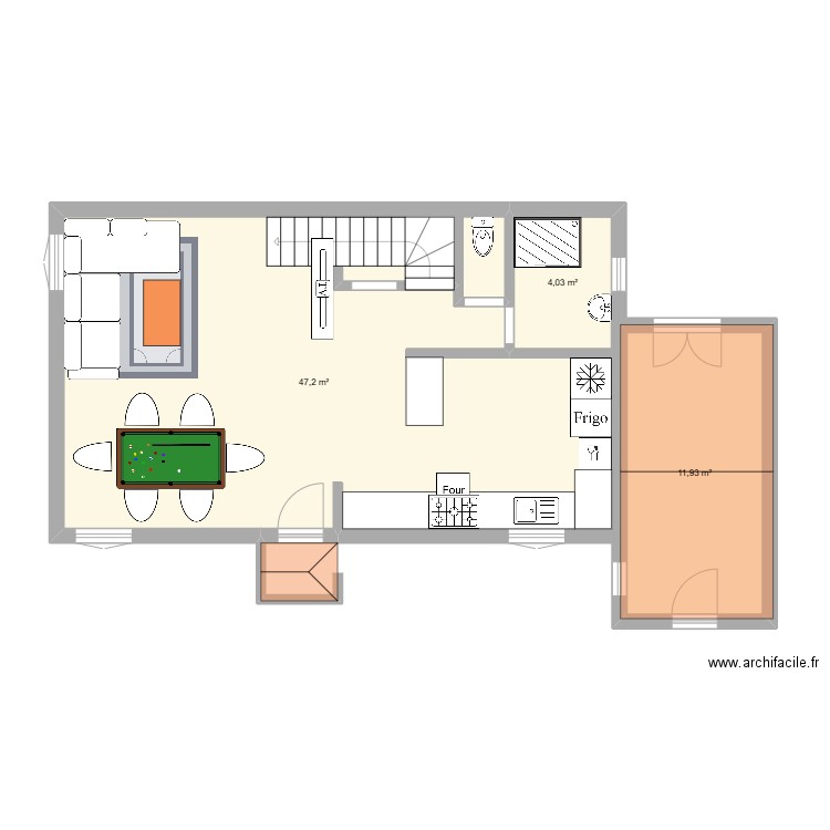 Maison. Plan de 3 pièces et 63 m2