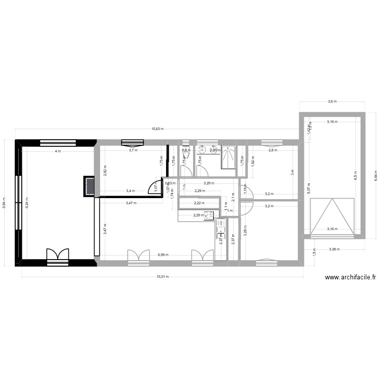 DAVIAUD. Plan de 13 pièces et 112 m2