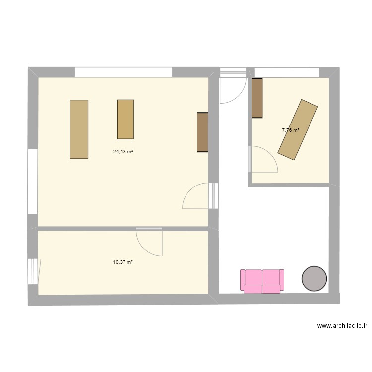 Cab Pedebert Eric. Plan de 3 pièces et 42 m2