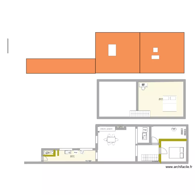 3&egrave;me existant +. Plan de 4  et 36 m²