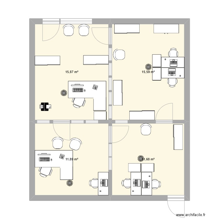 cellule creanor samsic. Plan de 4 pièces et 55 m2