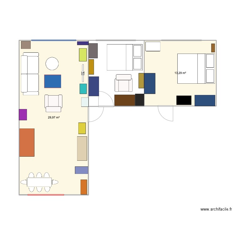 Mon nid 6. Plan de 2 pièces et 43 m2