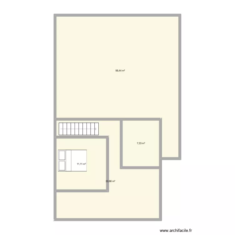 Etage sup&eacute;rieur. Plan de 4  et 98 m²