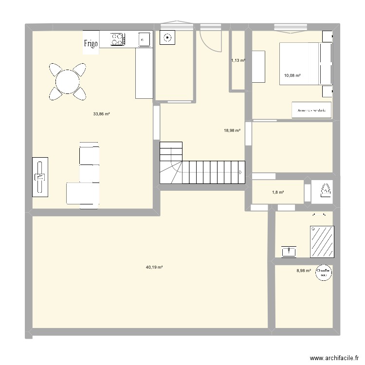 Charette projet 2. Plan de 7 pièces et 115 m2