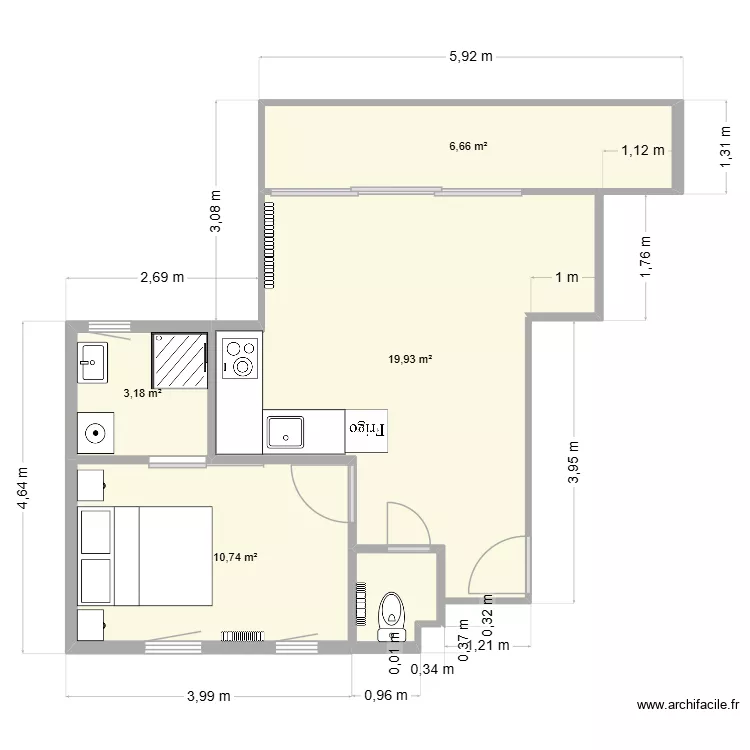 YNIC3. Plan de 4  et 41 m²
