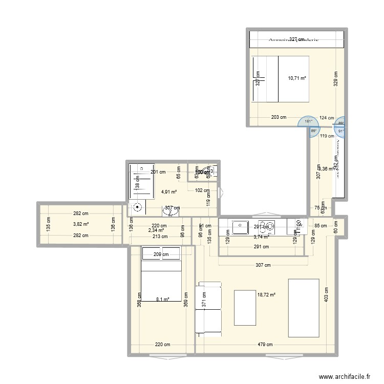 4 square gabriel faure v4. Plan de 9 pièces et 56 m2