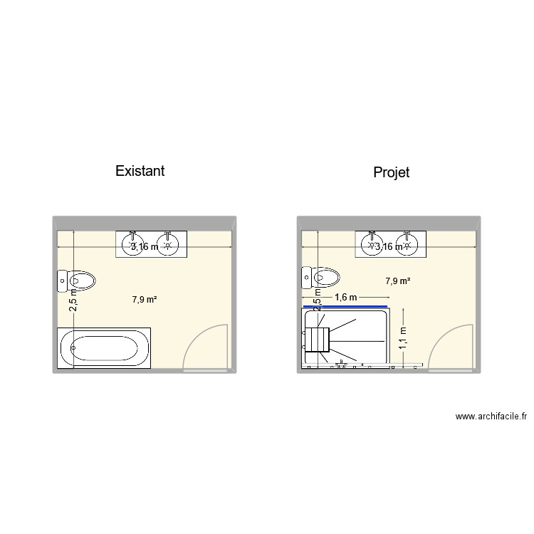 FINKELSTEIN Monique. Plan de 2 pièces et 16 m2