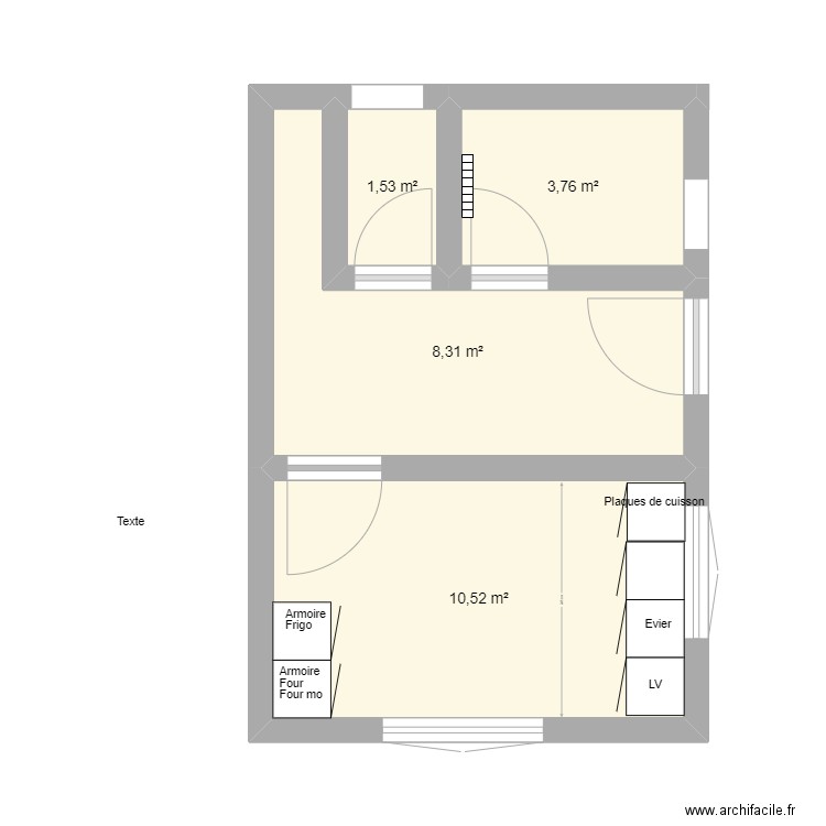 maison quistinic nouvelle entree sdb cuisine wc. Plan de 4 pièces et 24 m2