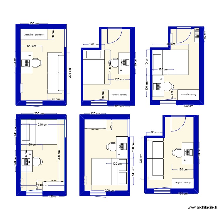 Chambre4. Plan de 6 pièces et 56 m2