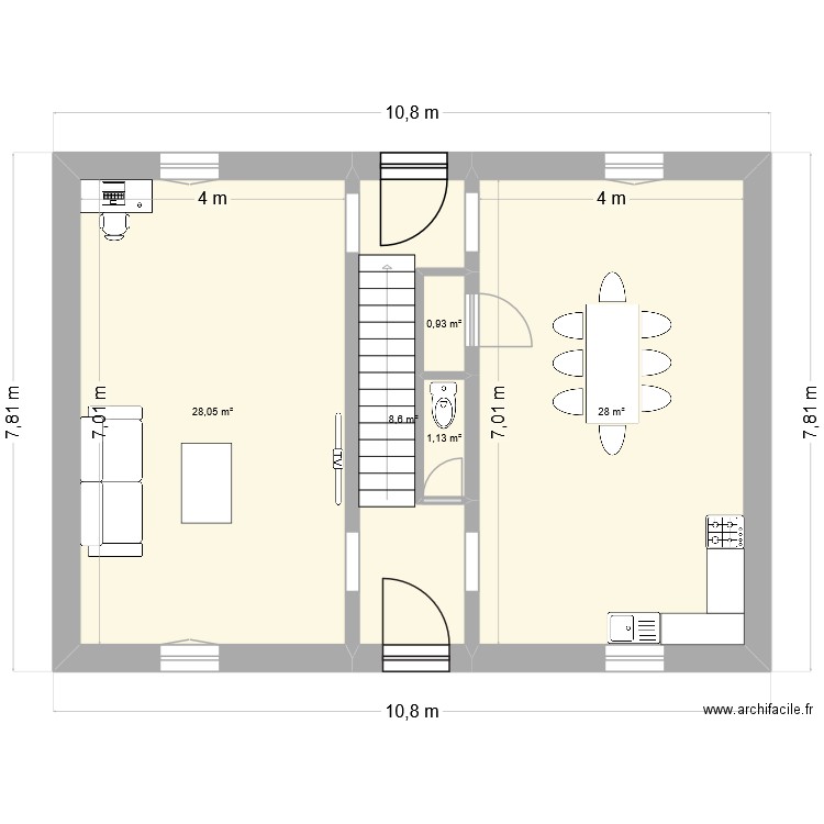 MAISON. Plan de 5 pièces et 67 m2
