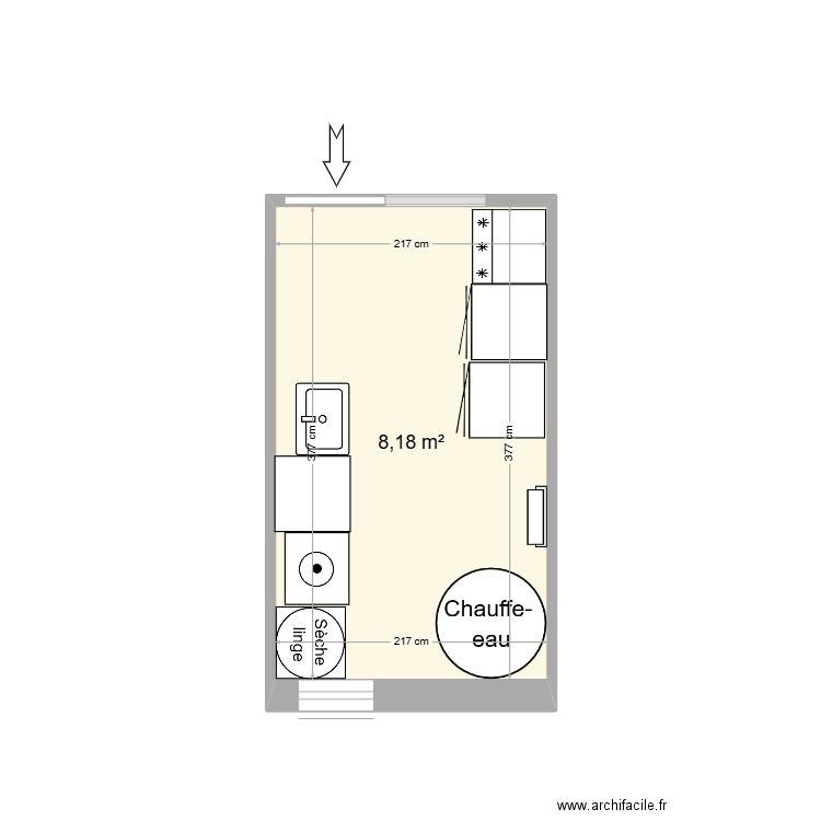 Cellier. Plan de 1 pièce et 8 m2