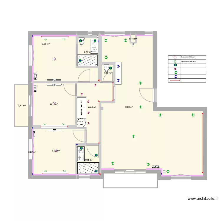 Megeve Grande Fontaine Eclairage 1. Plan de 12  et 87 m²
