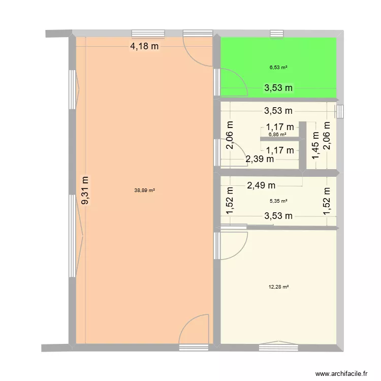 La Ren. Plan de 5  et 70 m²