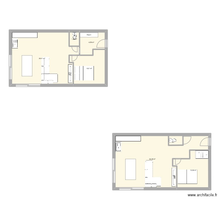 Maison 2. Plan de 6 pièces et 89 m2