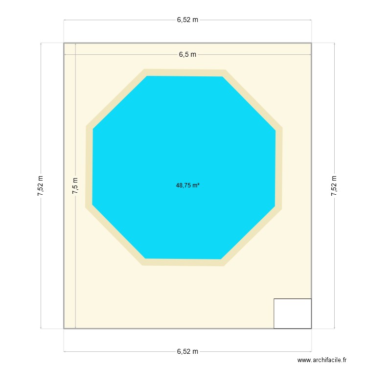 Piscine. Plan de 1 pièce et 49 m2