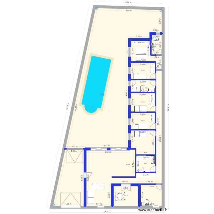 CasaBallena. Plan de 10 pièces et 368 m2