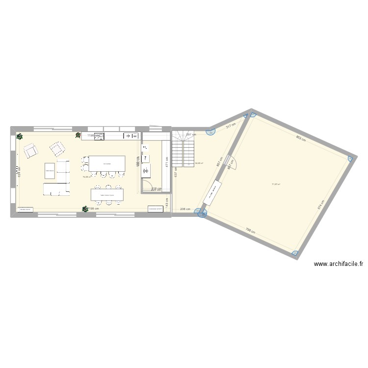 Salon 2. Plan de 4 pièces et 249 m2