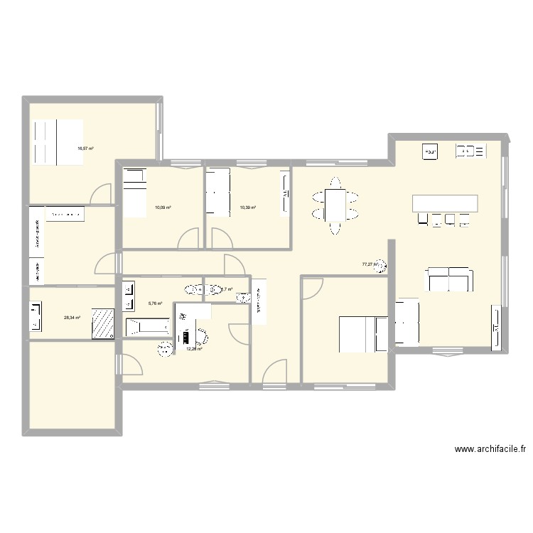 boris. Plan de 8 pièces et 162 m2