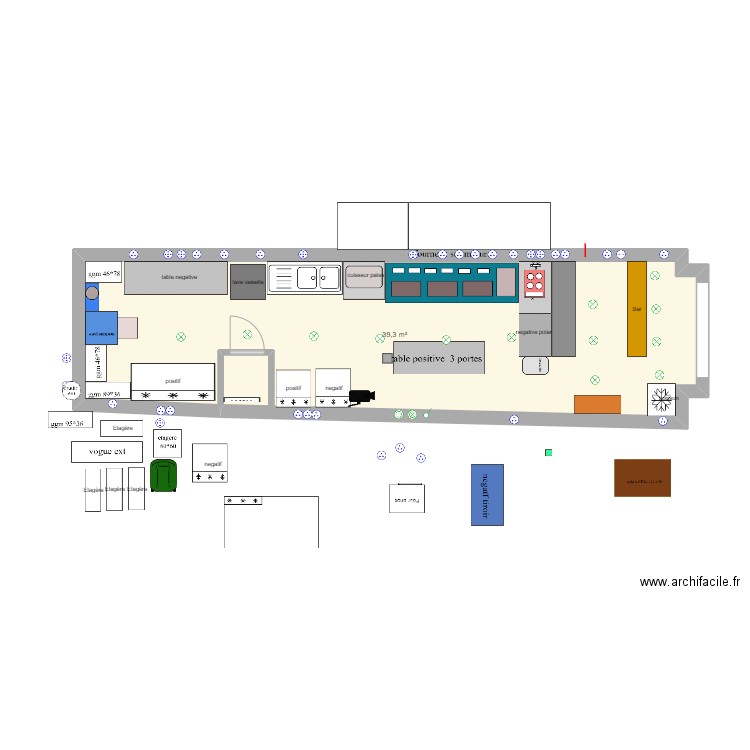 CUISINE V3. Plan de 1 pièce et 39 m2