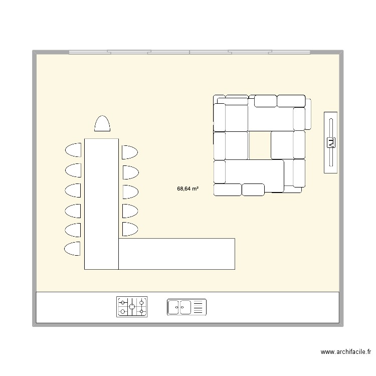 cuisine salle de bain chaweng noi. Plan de 1 pièce et 69 m2