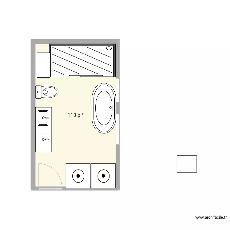 Salle de bain Vincent sans mur. Plan de Salle de bain Vincent sans mur. Plan de