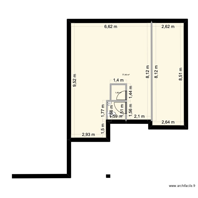 Rêve3. Plan de 2 pièces et 79 m2
