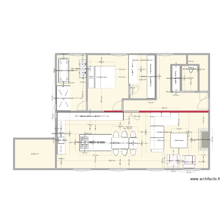 Maidon rdc - avec entree. Plan de 9 pièces et 91 m2